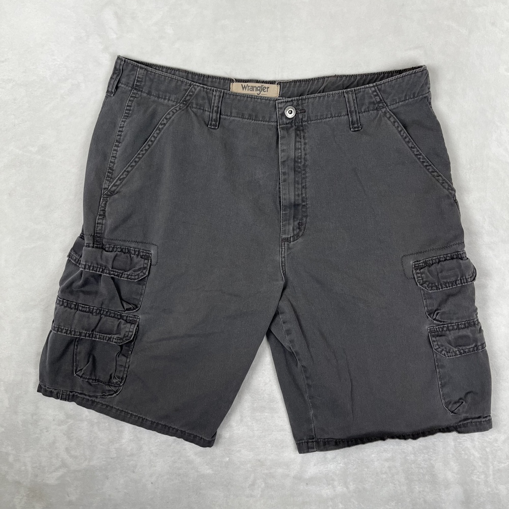 Wrangler Cargo Shorts Mens 36 Gray Relaxed Fit 10 Inseam Utility Pockets